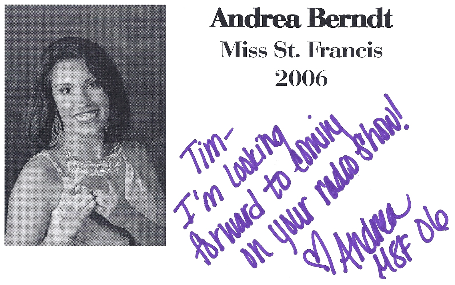 Andrea Berndt, Miss St. Francis 2006